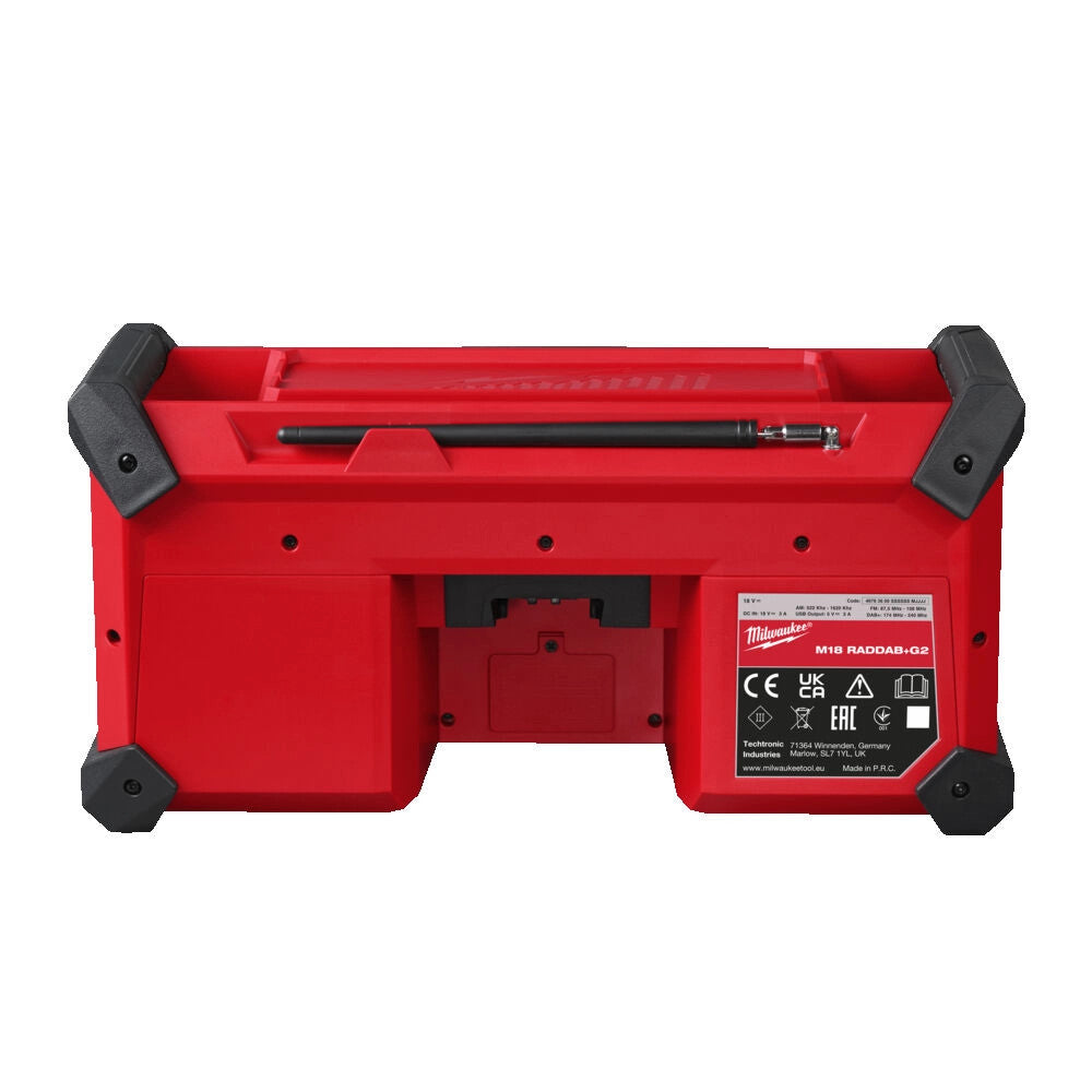 Milwaukee M18 Jobsite Radio DAB+ Back View Milwaukee M18 Jobsite Radio DAB+ Back View